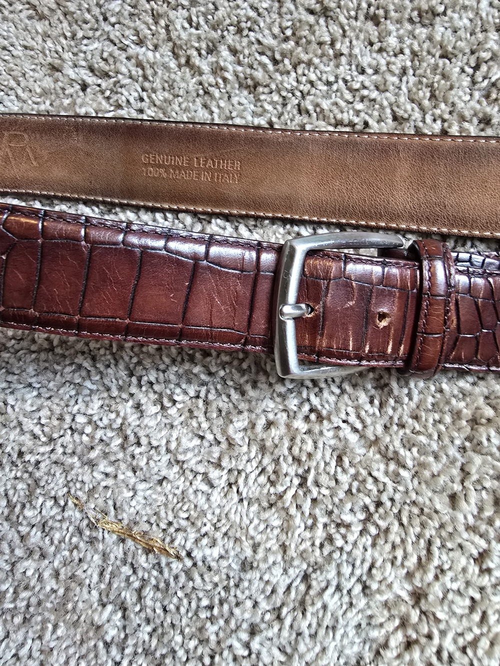 Genuine Leather Brown Croc-Embossed Men’s Belt
